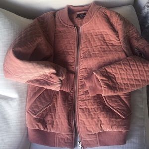 Diamond quilted velvet bomber